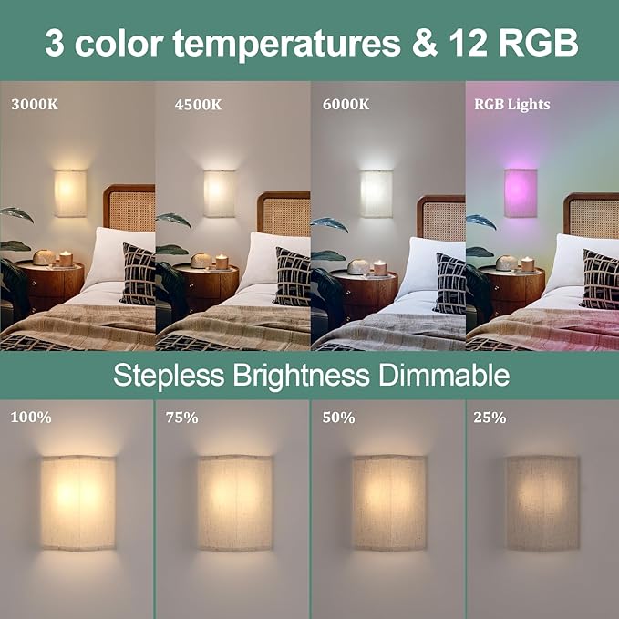 Adhesive Battery Operated Wall Sconce Set of 2, 5000 mAh Battery Rechargeable - Image 3