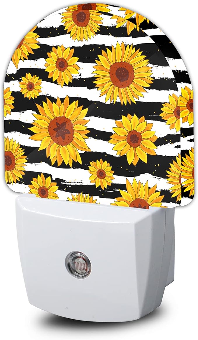 Sunflowers Striped Night Light, Night Lights Plug into Wall by AOWULA