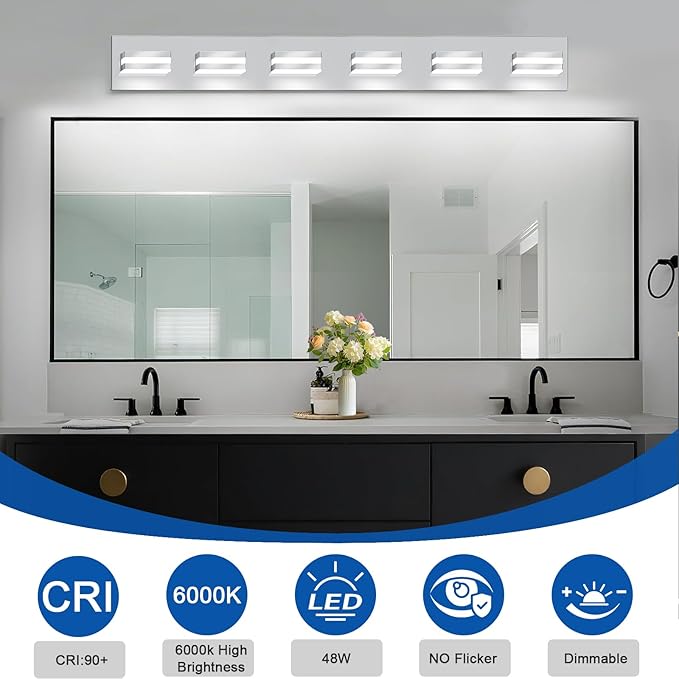 IZORRO LED Modern Bathroom Lights Fixtures, Chrome Acrylic Wall Lighting - Image 4