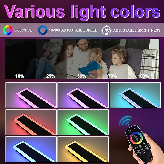 2 Pack RGB LED Outdoor Long Wall Lights, 24 inch Modern Outdoor Light Fixture - Image 4
