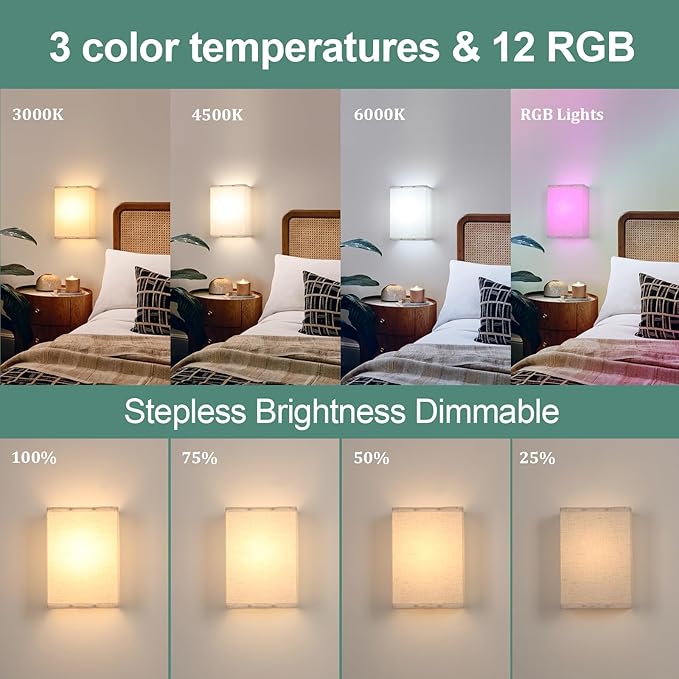 Adhesive Battery Operated Wall Sconce Set of 2, 6000 mAh Battery Rechargeable - Image 3