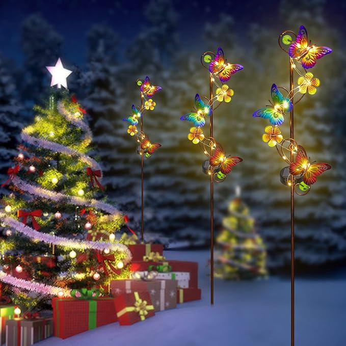 Solar Garden Lights Butterfly Garden Decor Outdoor Waterproof Metal Butterfly - Image 8
