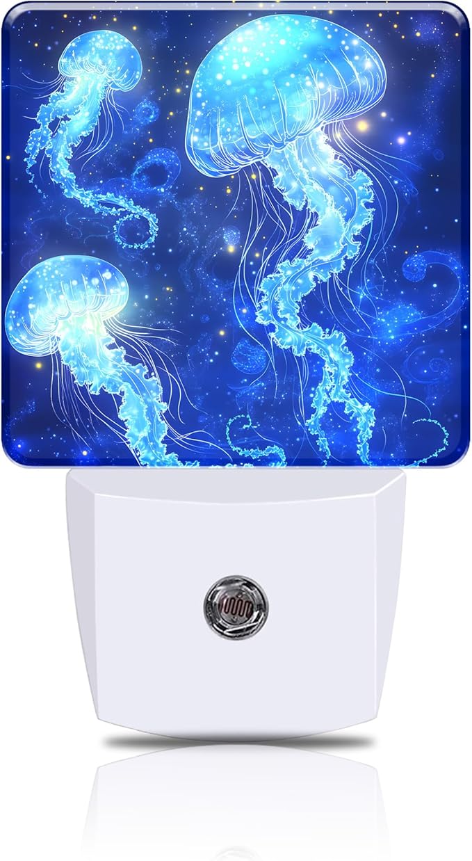 Night Light Magic Glowing Jellyfish Night Lights Plug into Wall Smart Dusk to by FOISIIAEA