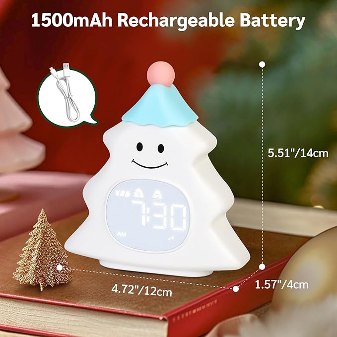 Yiliaw Kids Alarm Clock with Night Light, Christmas Tree Wake Up Clock - Image 7