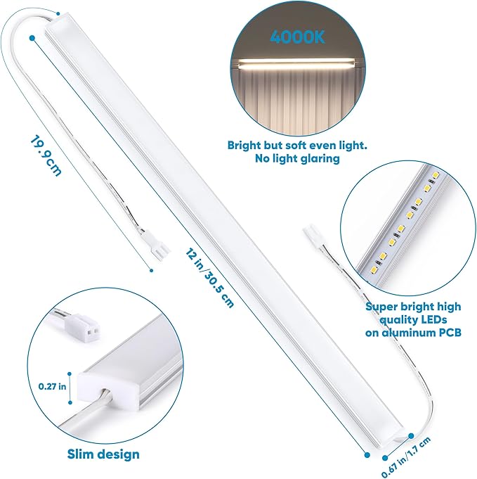 Litever Under Cabinet Lighting Kit. Slim. Super Bright. 21W. Dimmable. Remote - Image 8