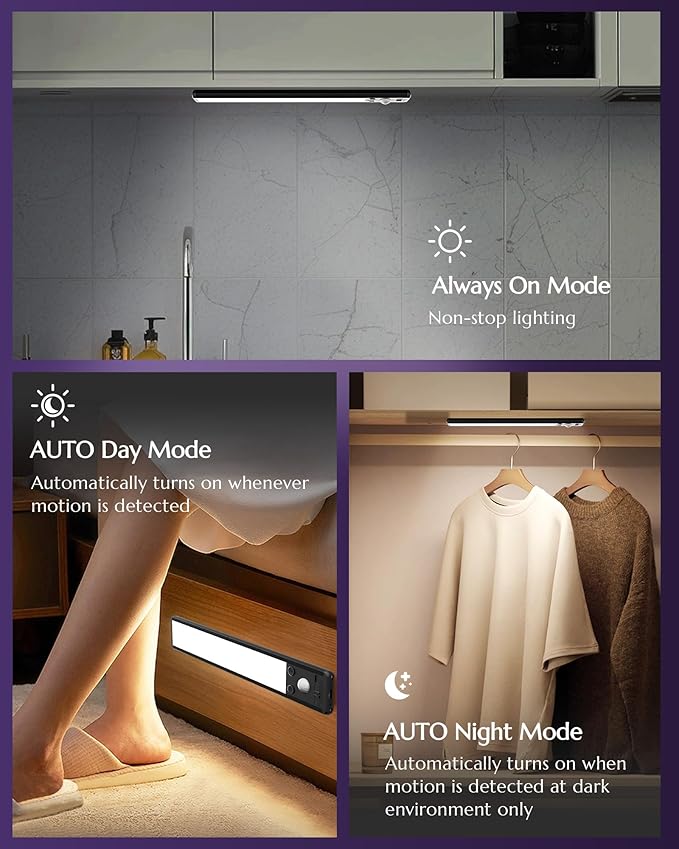 Under Cabinet Lighting Wireless, 1900mAh Rechargeable Closet Lights Indoor - Image 4