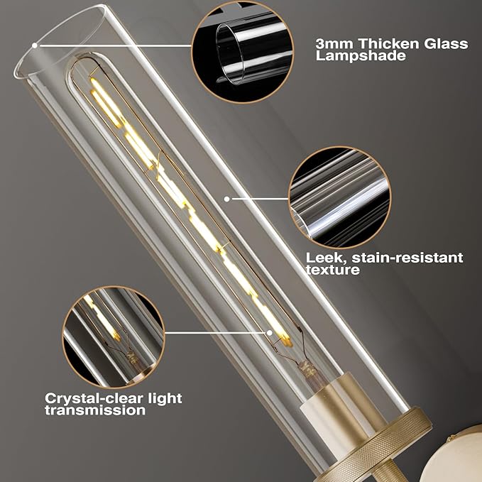 Gold Wall Sconces, 19.48" Knurled Wall Sconces, Modern Light Fixtures Wall - Image 2