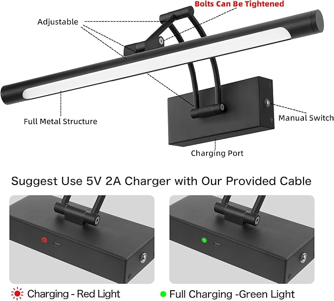 16“ Black Wireless Picture Lights - Image 7