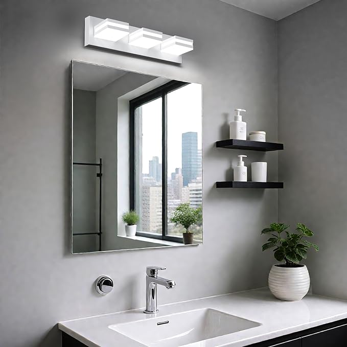 IZORRO LED Modern Bathroom Lights Fixtures, Matte White Acrylic Wall Lighting - Image 6