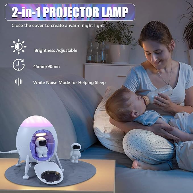 Lander Astronaut Projector Night Light, Built-in Speaker Space Man Buddy LED - Image 3