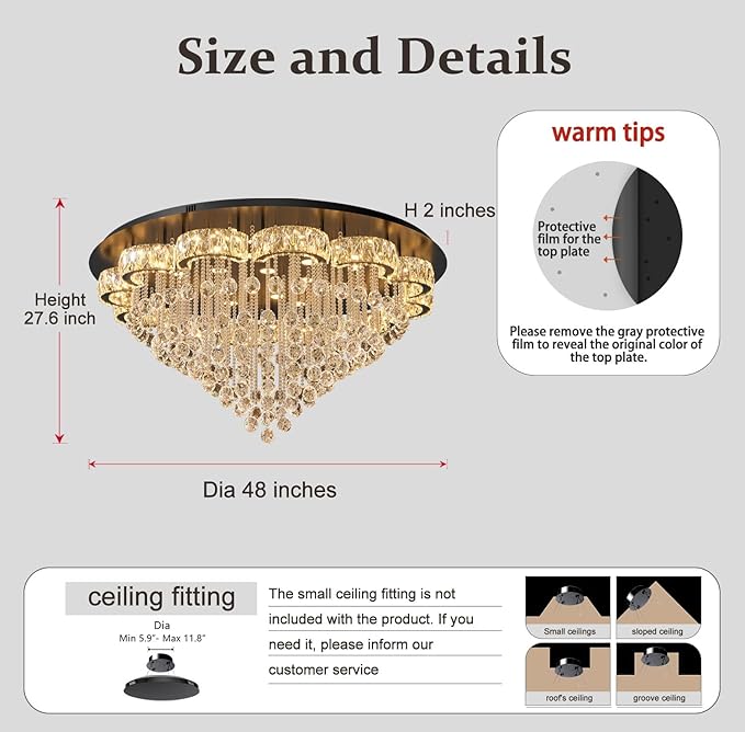 Flashing God 48inches Crystal Chanderliers - Image 6