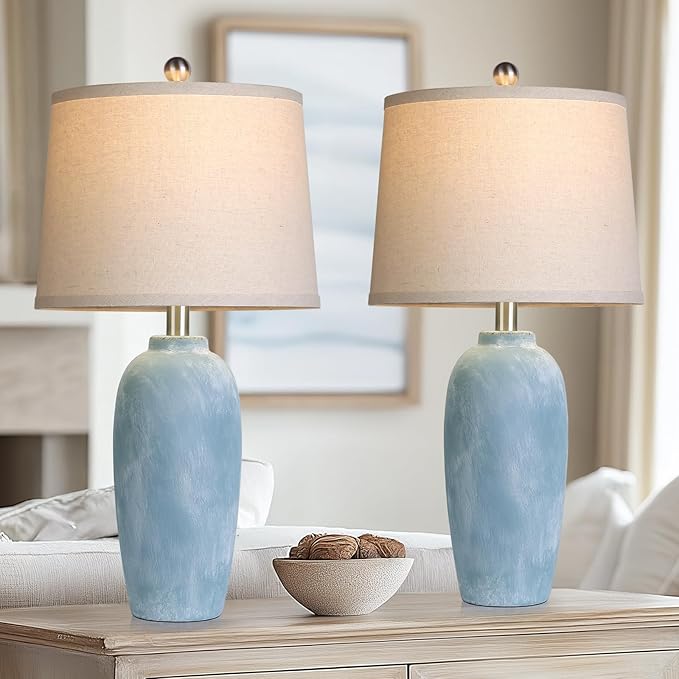 25“ Jar Table Lamps Set of 2, Ceramic Bedside Lamps by MouvovoLighting