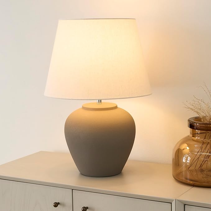 Nourison Home 20" Brown Ceramic Pot Table Lamp - Image 3