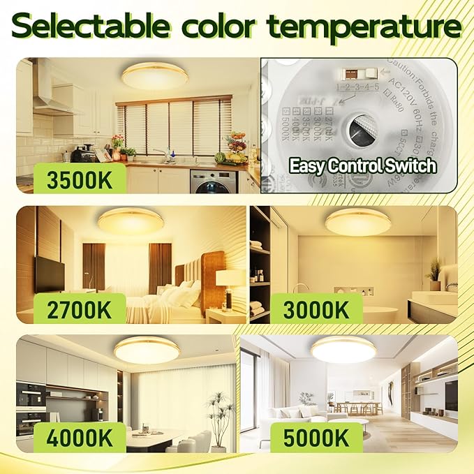 hykolity 32 Inch Oval LED Ceiling Light, 2700K/3000K/3500K/4000K/5000K - Image 2
