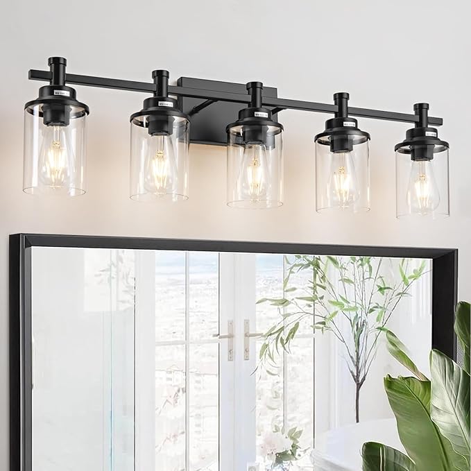 5-Light Black Bathroom Vanity Light, Modern Lighting Fixture by AIXIALIN