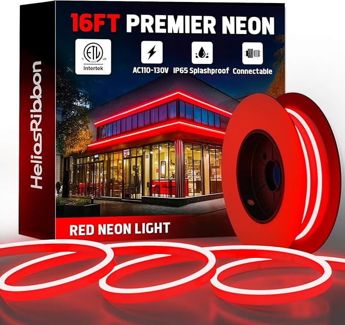 16FT Red LED Neon Rope Lights, AC 110-120V Flexible Neon Strip Outdoor by Unknown