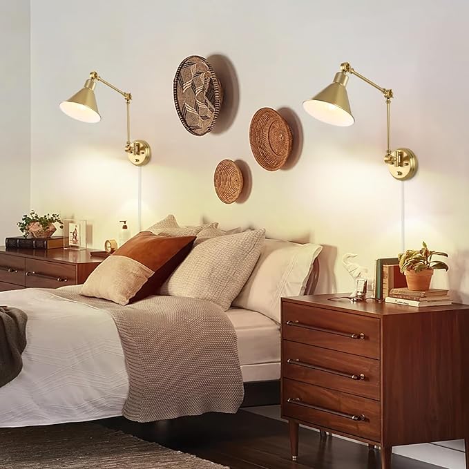 TRLIFE Wall Sconce with Remote Control, Brushed Brass Plug in Wall Sconces - Image 7