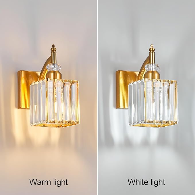 Modern Wall Sconces Set of Two Gold Wall Sconces Indoor Wall Lamp Crystal Wall - Image 2