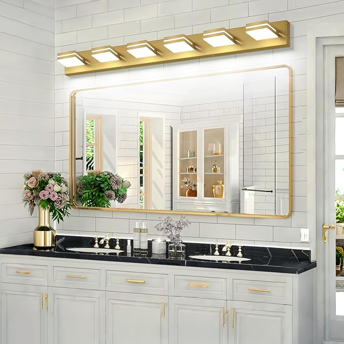 SineRise LED Modern Bathroom Vanity Light Fixtures, Brass Modern Acrylic - Image 8