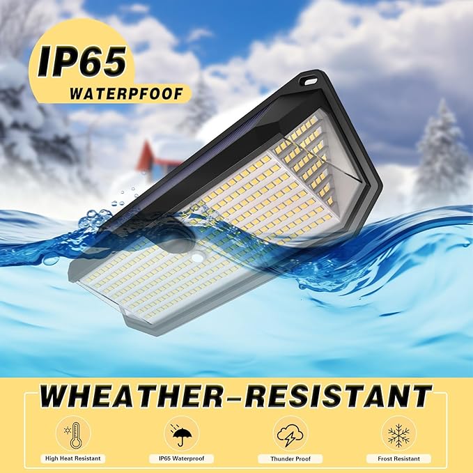 Solar Lights Outdoor, 4000LM 380 LEDs Solar Motion Lights Outdoor Waterproof - Image 4