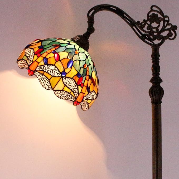 WERFACTORY Tiffany Floor Lamp Sea Blue Yellow Stained Glass Dragonfly Arch Lamp - Image 6