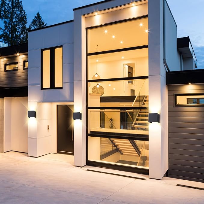 4 Pack Outdoor Wall Sconces Exterior/Interior LED Wall Lights, Square Modern - Image 2