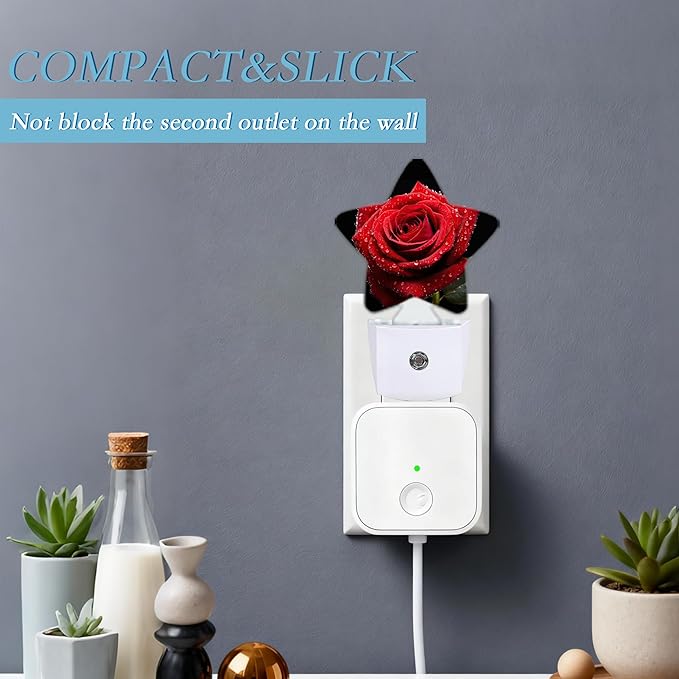 Red Rose Night Light, Plug Into Wall Decor Nightlights - Image 3