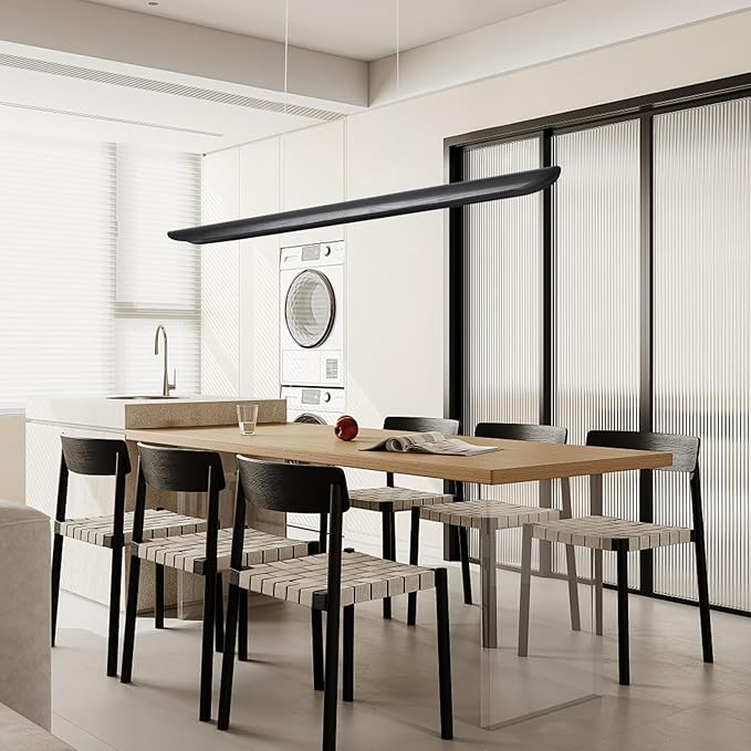 47" Modern Led Linear Pendant Light 36w Dimmable Ceiling Hanging Lights Wood - Image 7