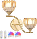 Battery Operated Wall Sconce, 2-Lights Vinatge Brass Wall Lighting by Shenmoyl