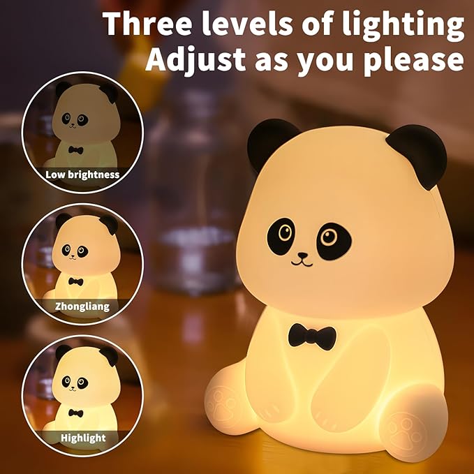 Cute Panda Night Light, Squishy Animal Nightlamp, Rechargerable Dimmable - Image 4