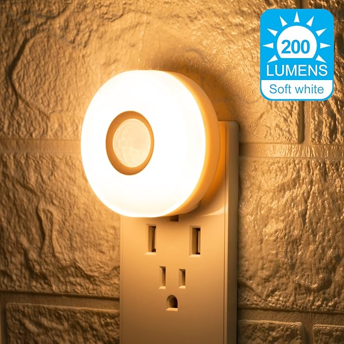 YELKO Night Lights Plug Into Wall, 200Lumen Super Bright Plug in Motion Sensor - Image 2