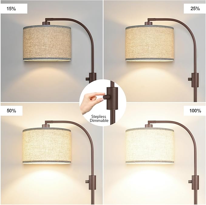 【Upgraded】 Dimmable Matte Brown Floor Lamp, 1200 Lumens LED Bulb Included - Image 3