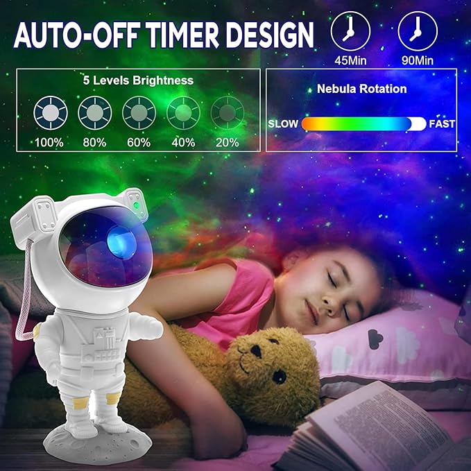 Astronaut Star Projector Galaxy Light, 360° Space Man Buddy Projector Sky LED - Image 4