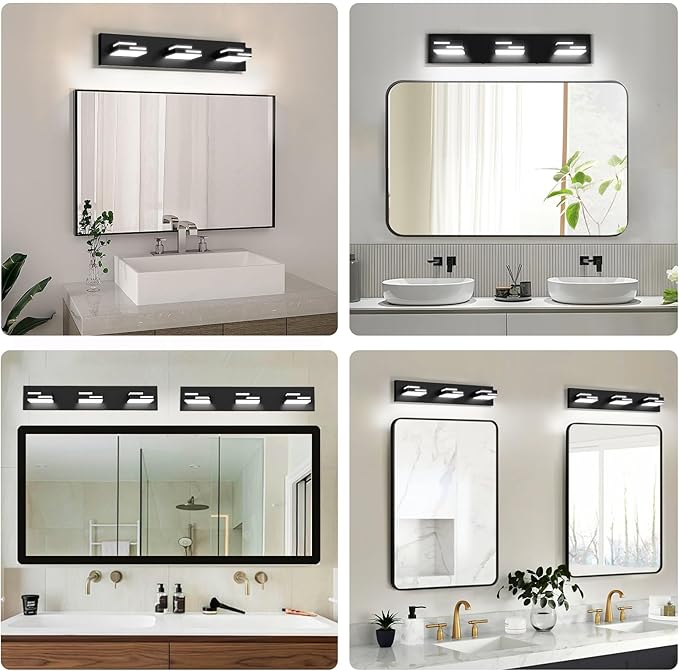 LED Modern Bathroom Vanity Light Fixtures, 3-Light 22-inch Dimmable Matte Black - Image 3