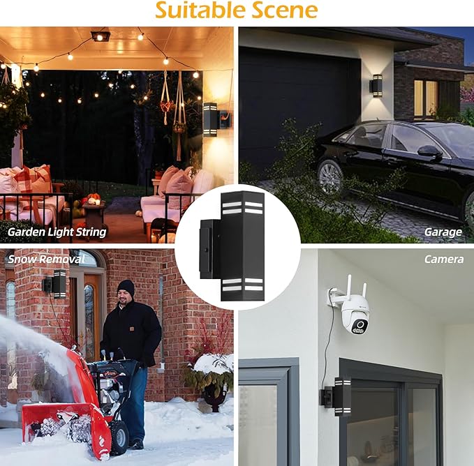 SHIMR Outdoor Light with Outlet, Modern Dusk to Dawn Outdoor Lighting, Aluminum - Image 7