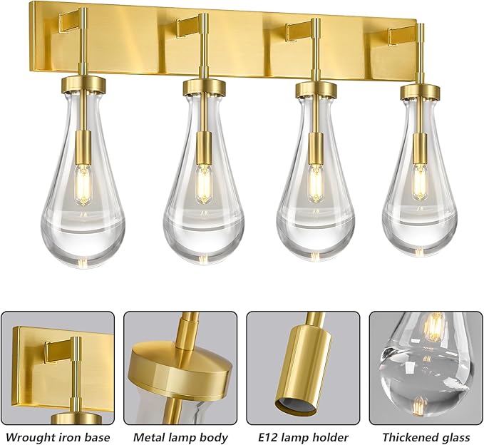 Raindrop Wall Sconces Gold Crystal Sconces Wall Decor Modern Lighting Glass - Image 6
