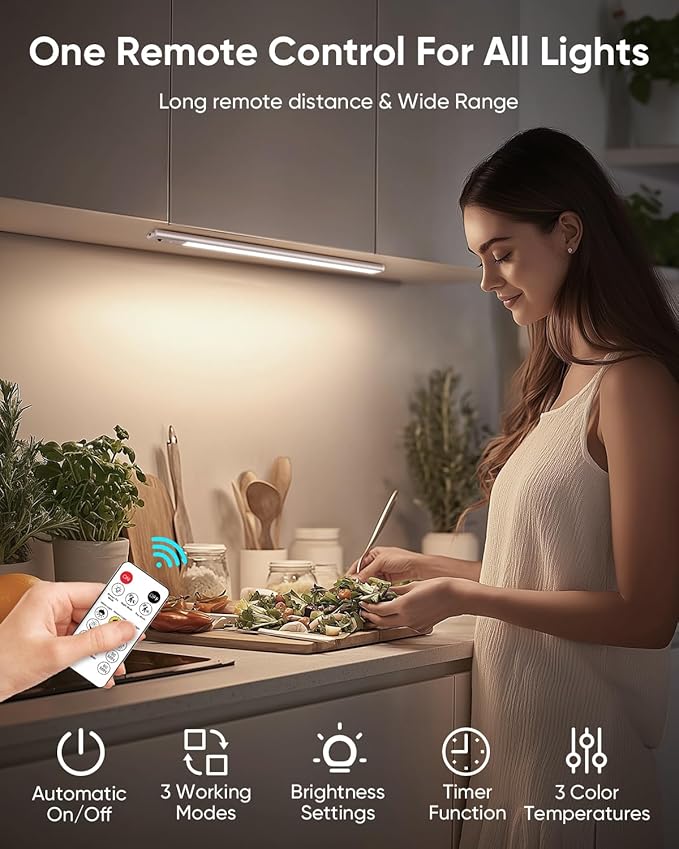 Under Cabinet Lighting Wireless, 2200mAh Rechargeable Battery Operated Motion - Image 3