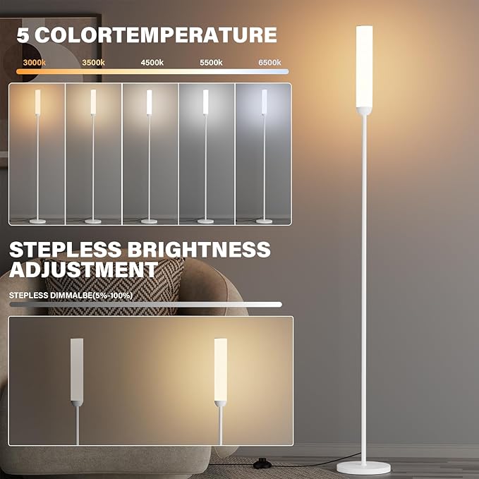 Ambimall LED Floor Lamp with Remote Control, Foot Switch - Image 2