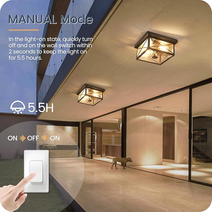 Outdoor Ceiling Light Fixture, Motion Sensor Outdoor Porch Light Ceiling Mount - Image 5
