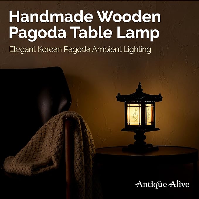 Traditional Korean Wood Lamp | Handmade Asian Oriental Table Lantern | Bedside - Image 2