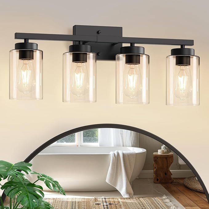 IZORRO Black Bathroom Vanity Light, 4-Light Vanity Lighting fixtures Over Mirror by IZORRO