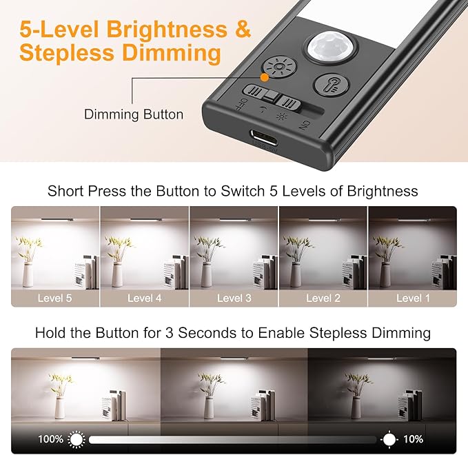 Gritin 10.2inch Under Cabinet Lighting Rechargeable -84 LED Super Bright - Image 5