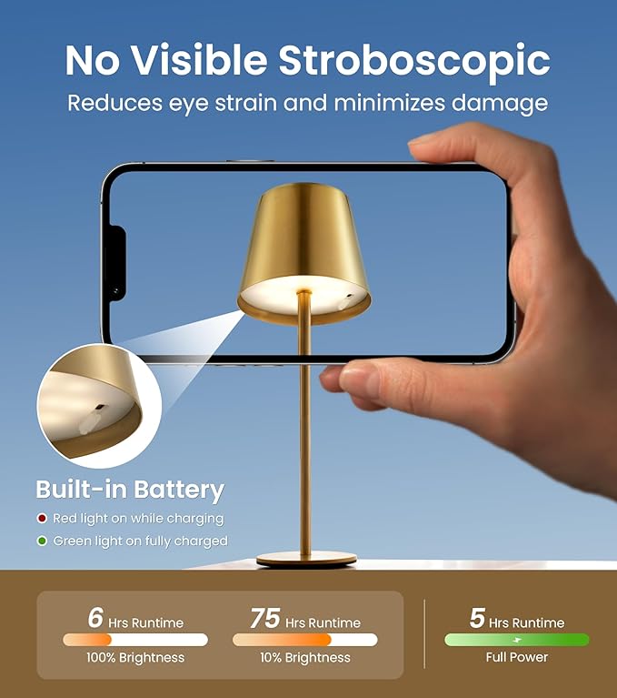 Cordless Table Lamp, Portable Battery Operated Lamp - Image 6