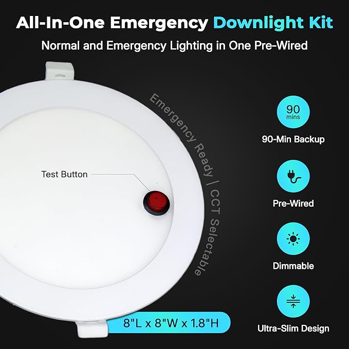 LED & Lighting Solutions 8" Dimmable Ultra Slim, Battery Powered recessed Lights - Image 2