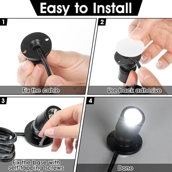 DEDC 6pcs Mini LED Spot Lights, 1W 5V 6000K Under Cabinet Lights, Mini - Image 5