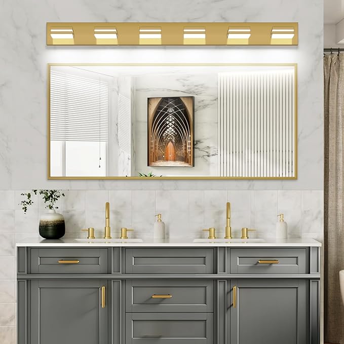 SineRise LED Modern Bathroom Vanity Light Fixtures, Brass Modern Acrylic - Image 9