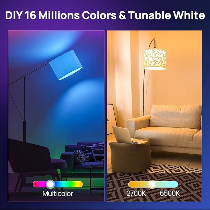 Vinaco E12 Smart LED Bulb 5W 600LM, 2 Pack E12 LED Light Bulbs Color Changing - Image 4