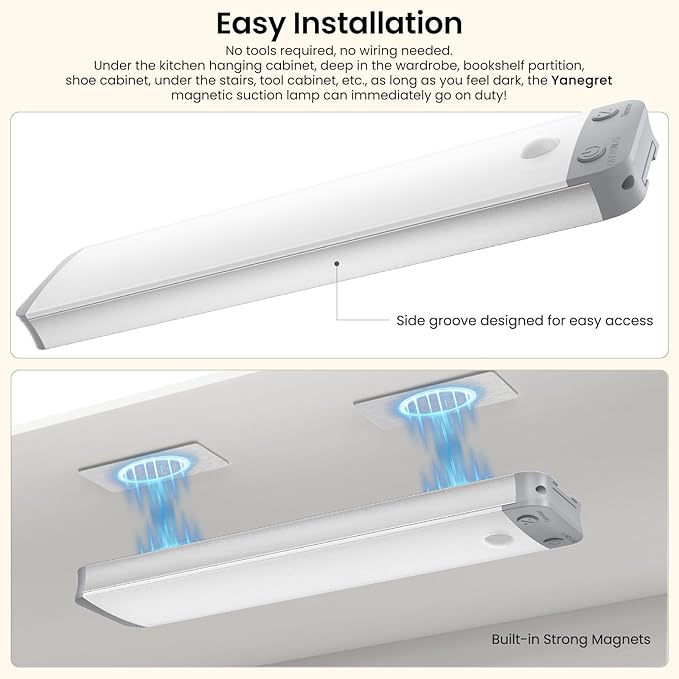 3-Pack Under Cabinet Lights, 8.3" 150LM Motion Sensor LED, USB-C 1500mAh - Image 5