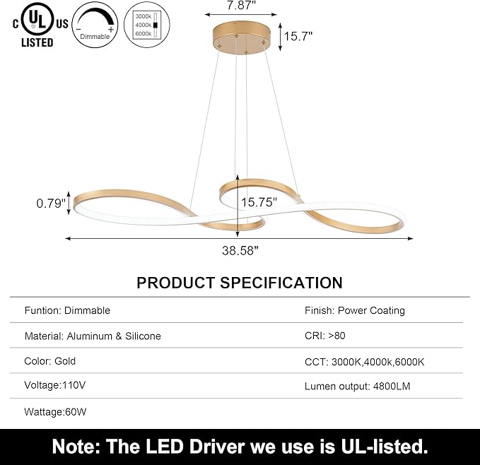 Modern LED Chandelier Dining Room Modern Pendant Light Dimmable Creative - Image 5