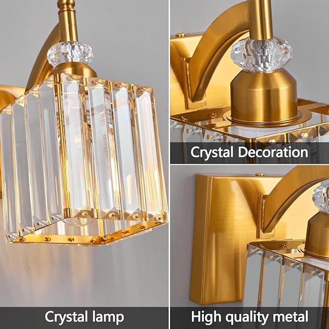 Modern Wall Sconces Set of Two Gold Wall Sconces Indoor Wall Lamp Crystal Wall - Image 5
